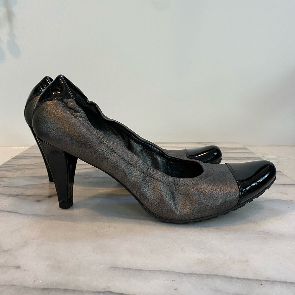 Stuart Weitzman Black/grey patent/leather pumps